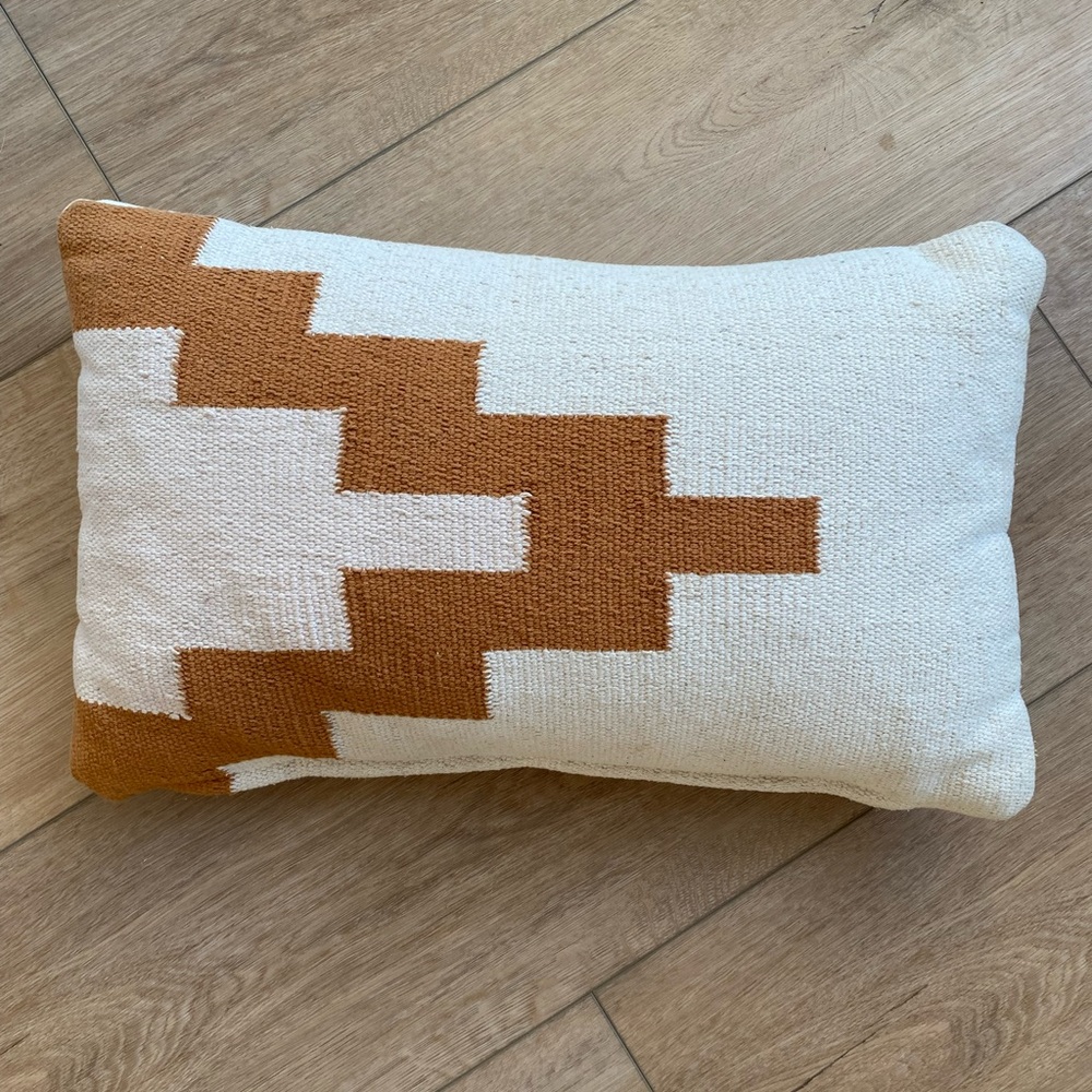Geometric Cream and Brown Pillow